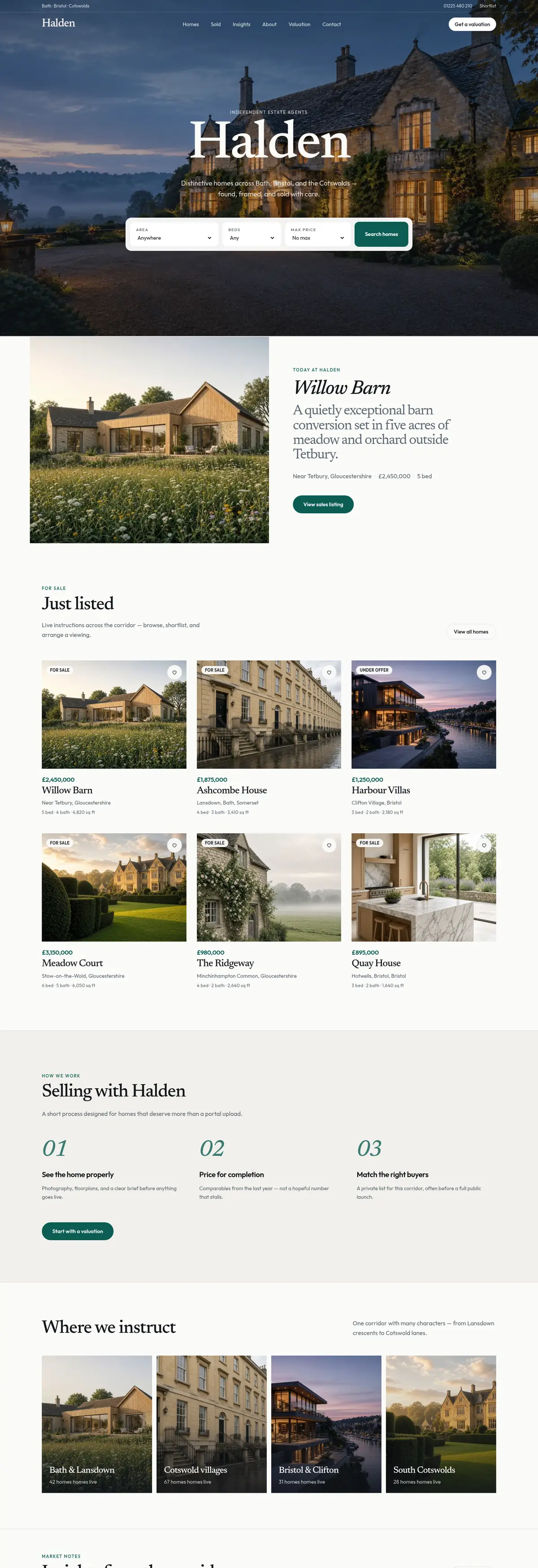 Halden — the homepage of a demo estate agency website built by Elite Automations